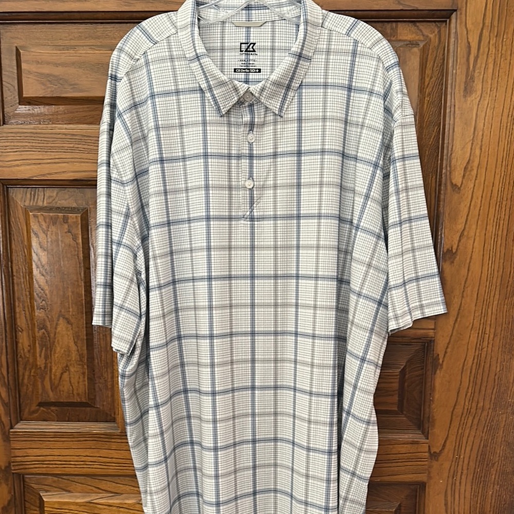 Cutter & Buck Blue and White Polo Shirt